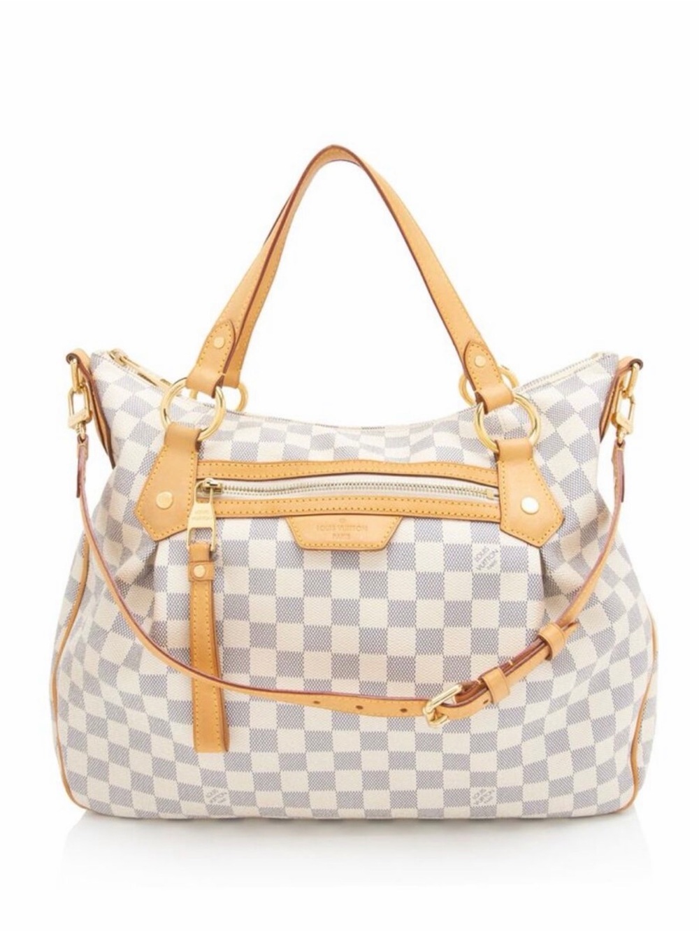 Checkered Tan and White Handbag